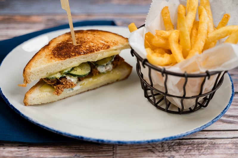 asheville hot chicken & ranch melt lunch combo with fries