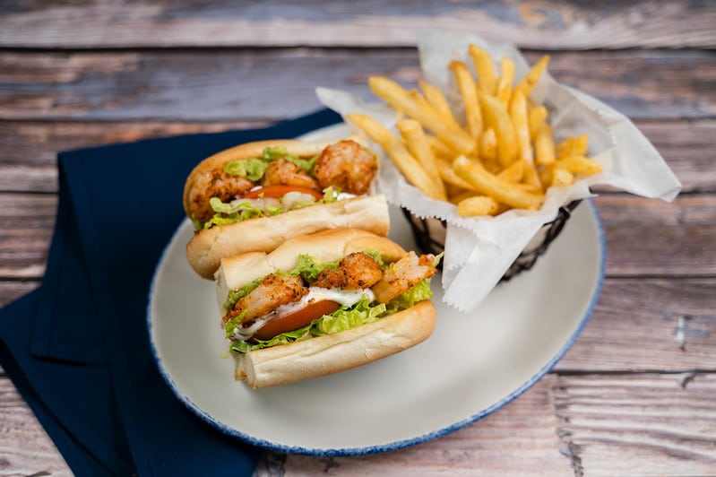 blackened shrimp & avocado po’ boy