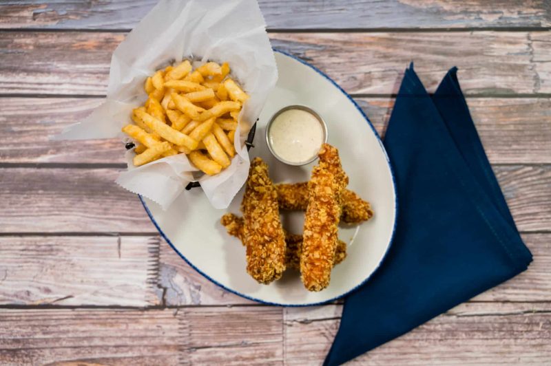 chip-n-dip chicken tenders lunch combo with basket of fries